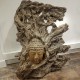 Sculpture tête de Bouddha sur racine en bois exotique XXL