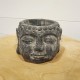 Cache pot tête de Bouddha en béton 13x12x9cm Gris Foncé