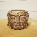 Cache pot tête de Bouddha en béton 13x12x9cm Cuivré