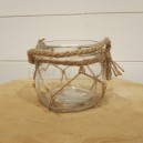 Bocal en verre Ø10cm Ht.9cm avec cordage