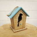 Nichoir à oiseaux en bois 15x11x18cm Bleu